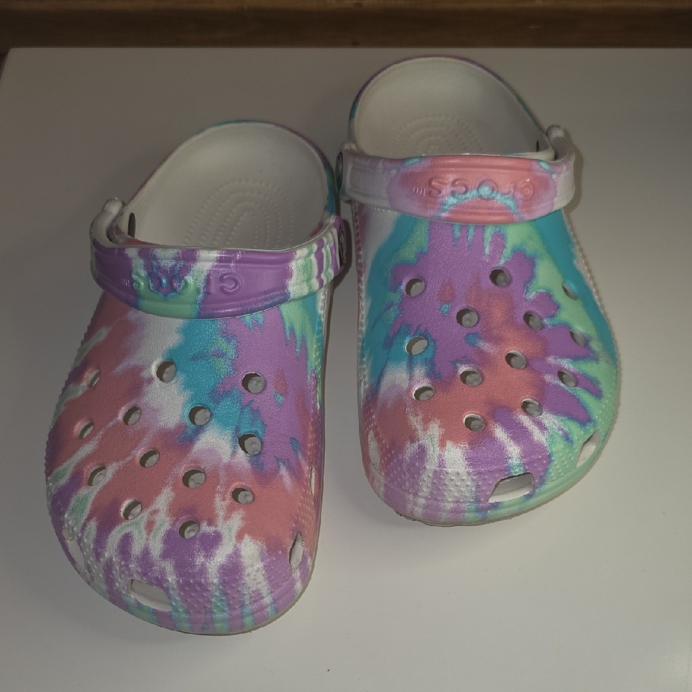 CROCS Women's Tie-Dye Mules - Pink, Blue, Purple